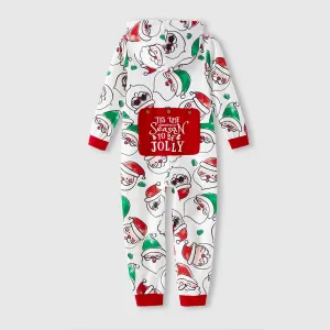 Christmas Family Matching Allover Santa Claus Print Long-sleeve Hooded Zipper Onesies Pajamas (Flame Resistant) #816051