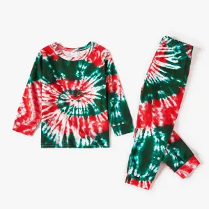 Christmas Family Matching Allover Tie Dye Long-sleeve Pajamas Sets (Flame Resistant) #1005123
