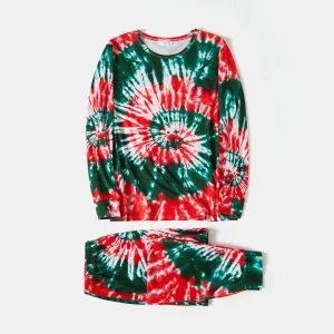 Christmas Family Matching Allover Tie Dye Long-sleeve Pajamas Sets (Flame Resistant) #1005127