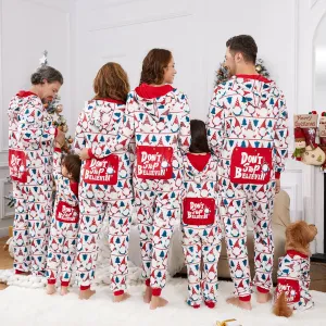 Christmas Family Matching Allover Xmas Tree & Dwarf Print Hooded Long-sleeve Zipper Onesies Pajamas (Flame Resistant) #816031