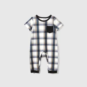 Christmas Family Matching Coffee Print Short-sleeve Plaid Pajamas Sets (Flame Resistant) #1101569
