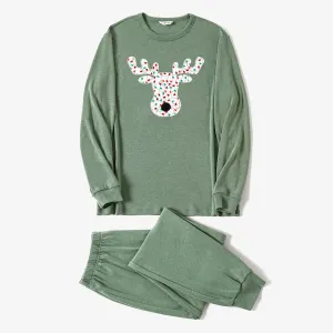 Christmas Family Matching Colorful Reindeer Print Long-sleeve Snug-fitting Pajamas Sets #1168935