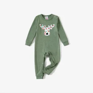 Christmas Family Matching Colorful Reindeer Print Long-sleeve Snug-fitting Pajamas Sets #1168939