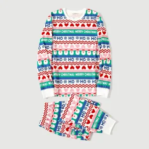 Christmas Family Matching Colorful Santa&Love All-over Print Long-sleeve Pajamas Sets (Flame resistant) #1168710