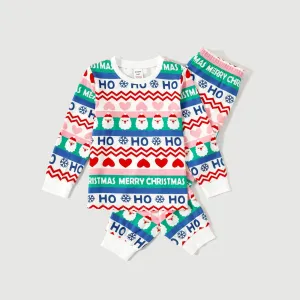 Christmas Family Matching Colorful Santa&Love All-over Print Long-sleeve Pajamas Sets (Flame resistant) #1168718