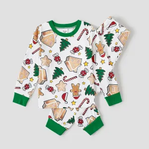 Christmas Family Matching Cute Cartoon Print Pajamas Sets (Flame Resistant) #1176179