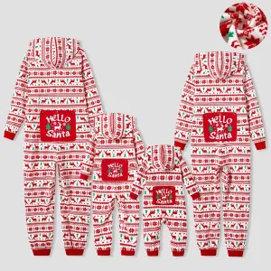 Christmas Family Matching Festival Theme All-over Print Long-sleeve Fleece Hooded Onesies Pajamas (Flame resistant) #1168891