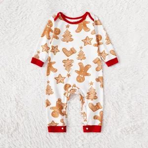 Christmas Family Matching Gingerbread Man & Letter Print Raglan-sleeve Naiaâ¢ Pajamas Sets (Flame Resistant) #1005264