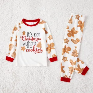 Christmas Family Matching Gingerbread Man & Letter Print Raglan-sleeve Naiaâ¢ Pajamas Sets (Flame Resistant) #1005266