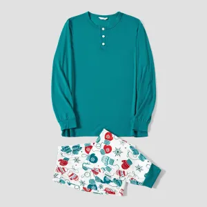 Christmas Family Matching Gloves & Snowflake Print Long-sleeve Pajamas Sets(Flame resistant) #1168447