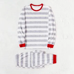 Christmas Family Matching Grey Striped Long-sleeve Naiaâ¢ Pajamas Sets (Flame Resistant) #1010979