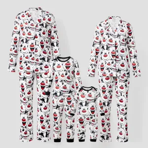 Christmas Family Matching Happy Reindeer All-over Print Long-sleeve Pajamas Sets(Flame resistant) #1169202