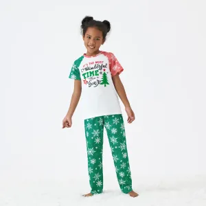 Christmas Family Matching Letter and Christmas Tree Print Long-sleeve Red Pajamas Sets (Flame Resistant) #1065295