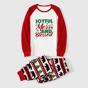Christmas Family Matching Letters & Bear Print Long-sleeve Pajamas Sets(Flame Resistant) #1116652