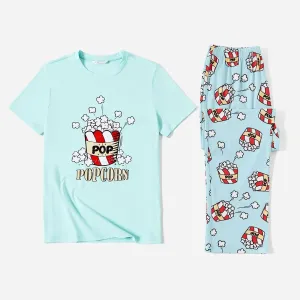 Christmas Family Matching Popcorn Print Short-sleeve Cotton Pajamas Sets(Flame resistant) #1165059