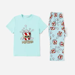 Christmas Family Matching Popcorn Print Short-sleeve Cotton Pajamas Sets(Flame resistant) #1165064