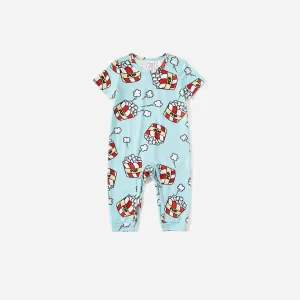 Christmas Family Matching Popcorn Print Short-sleeve Cotton Pajamas Sets(Flame resistant) #1165067