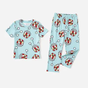 Christmas Family Matching Popcorn Print Short-sleeve Cotton Pajamas Sets(Flame resistant) #1165074
