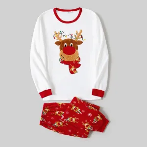 Christmas Family Matching Reindeer Embroidery Long-sleeve Fleece Pajamas Sets(Flame Resistant) #1164300
