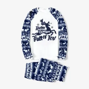Christmas Family Matching Reindeer Embroidery Long-sleeve Fleece Pajamas Sets(Flame resistant) #1192965
