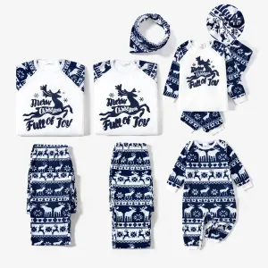 Christmas Family Matching Reindeer Embroidery Long-sleeve Fleece Pajamas Sets(Flame resistant) #1192967