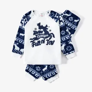 Christmas Family Matching Reindeer Embroidery Long-sleeve Fleece Pajamas Sets(Flame resistant) #1192974