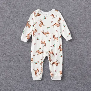 Christmas Family Matching Reindeer & Letter Print Long-sleeve Naiaâ¢ Pajamas Sets (Flame Resistant) #1011006