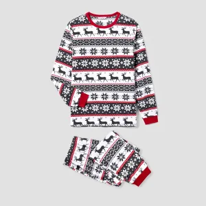 Christmas Family Matching Reindeer & Snowflake All-over Print Long-sleeve Fleece Pajamas Sets(Flame resistant) #1206492