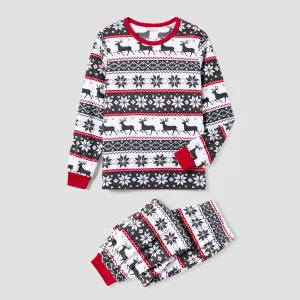 Christmas Family Matching Reindeer & Snowflake All-over Print Long-sleeve Fleece Pajamas Sets(Flame resistant) #1206507
