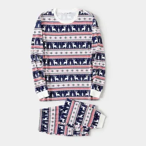Christmas Family Matching Reindeers Allover Print Long-sleeve Pajamas Sets (Flame Resistant) #1074814