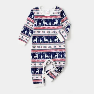Christmas Family Matching Reindeers Allover Print Long-sleeve Pajamas Sets (Flame Resistant) #1074821