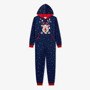 Christmas Family Matching Reindeer&Snowflake Print Long-sleeve Hooded Onesies Pajamas Sets (Flame resistant) #1190242