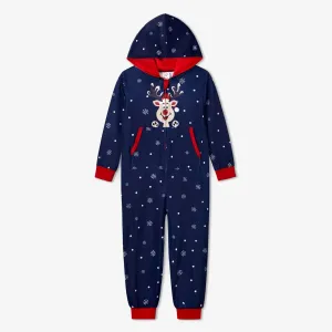 Christmas Family Matching Reindeer&Snowflake Print Long-sleeve Hooded Onesies Pajamas Sets (Flame resistant) #1190250