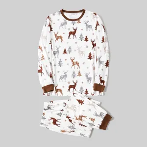 Christmas Family Matching Reindeer&Trees Print Long-sleeve Naia Pajamas Sets(Flame resistant) #1167852