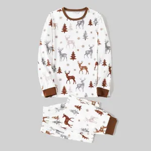 Christmas Family Matching Reindeer&Trees Print Long-sleeve Naia Pajamas Sets(Flame resistant) #1167858