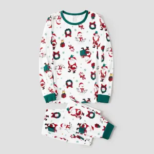 Christmas Family Matching Santa & Wreaths Print Long-sleeve Pajamas Sets(Flame resistant) #1205737
