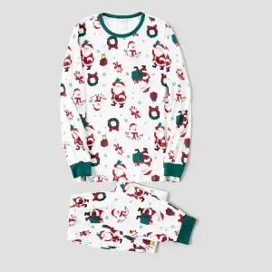 Christmas Family Matching Santa & Wreaths Print Long-sleeve Pajamas Sets(Flame resistant) #1205738