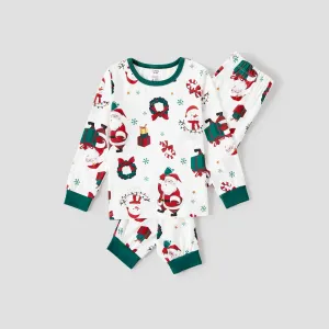 Christmas Family Matching Santa & Wreaths Print Long-sleeve Pajamas Sets(Flame resistant) #1205749
