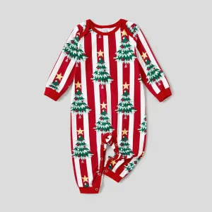 Christmas Family Matching Trees Print Stripes Long-sleeve Pajamas Sets(Flame resistant) #1168759