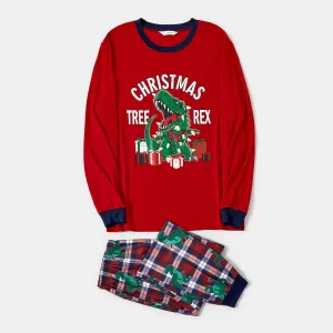 Christmas Glow In The Dark Family Matching Dinosaur Print Long-sleeve Pajamas Sets(Flame Resistant) #1116824