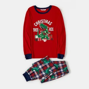Christmas Glow In The Dark Family Matching Dinosaur Print Long-sleeve Pajamas Sets(Flame Resistant) #1116827