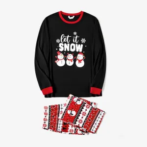 Christmas Letter and Snowman Print Family Matching Pajamas Sets (Flame Resistant) #1080477