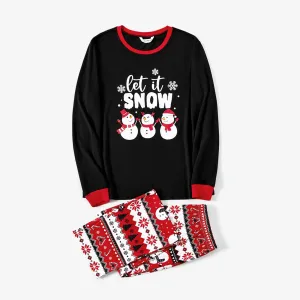 Christmas Letter and Snowman Print Family Matching Pajamas Sets (Flame Resistant) #1080481