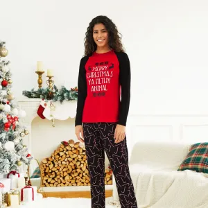 Christmas Letter Print Family Matching Pajamas Sets (Flame Resistant) #1004540