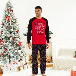 Christmas Letter Print Family Matching Pajamas Sets (Flame Resistant) #1004541