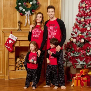 Christmas Letter Print Family Matching Pajamas Sets (Flame Resistant) #814586