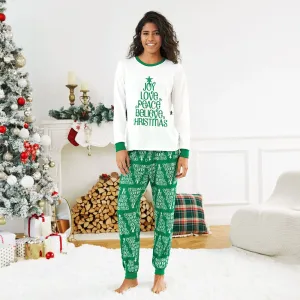 Christmas Letter Tree Print Family Matching Pajamas Sets (Flame Resistant) #1087945