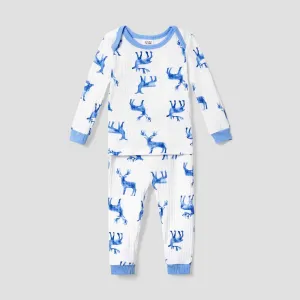 Christmas Matching Deer Print Family Snug- Fitting Pajamas Sets #1169219