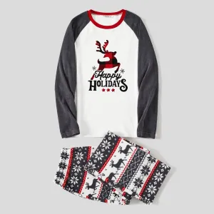 Christmas Reindeer and Letter Print Family Matching Fleece Pajamas Sets (Flame Resistant) #1092477