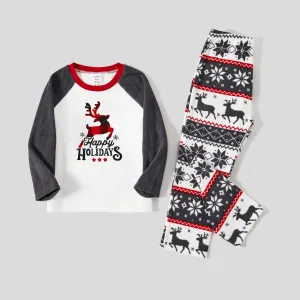 Christmas Reindeer and Letter Print Family Matching Fleece Pajamas Sets (Flame Resistant) #1092486